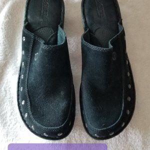 Born Clogs Black Leather Suede Size 7